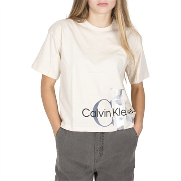 Calvin Klein Girls T-shirt Mixed Monogram Cutoff 1277 Muslin